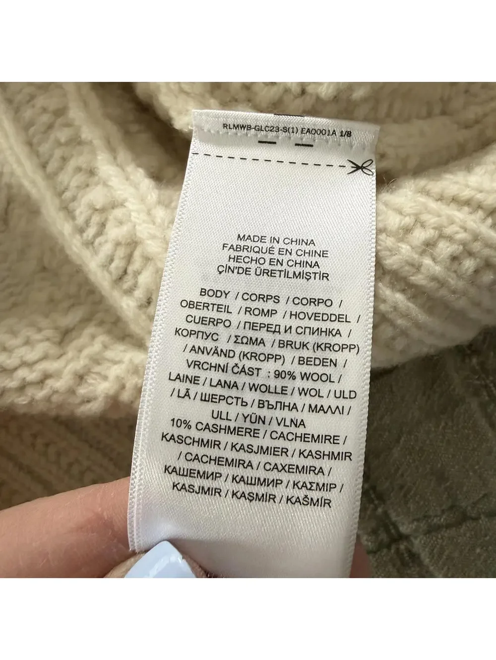 POLO RALPH LAUREN Girls  L Wool/Cashmere Cable Knit Turtlemeck Ivory Sweater NWT